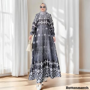 Vestido Aulia de seda premium con motivos modernos para mujeres musulmanas, vestido musulmán, vestido musulmán para bodas, atuendo musulmán para mujeres, vestido islámico para mujeres