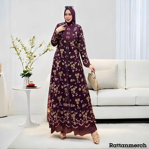 Dress Set Premium Ceruty and Separate Vest Fashionable Tile Mix Motif,Muslim Dress,Muslim Dress Wedding,Women Muslim Attire,Women Islamic