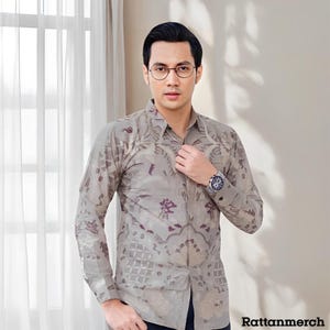 Sulaiman Grey Batik Shirt Modern Design And Good Quality,Men Batik,Batik,Men Batik Skirt,Men'S Batik Shirts,Formal Shirt For Men