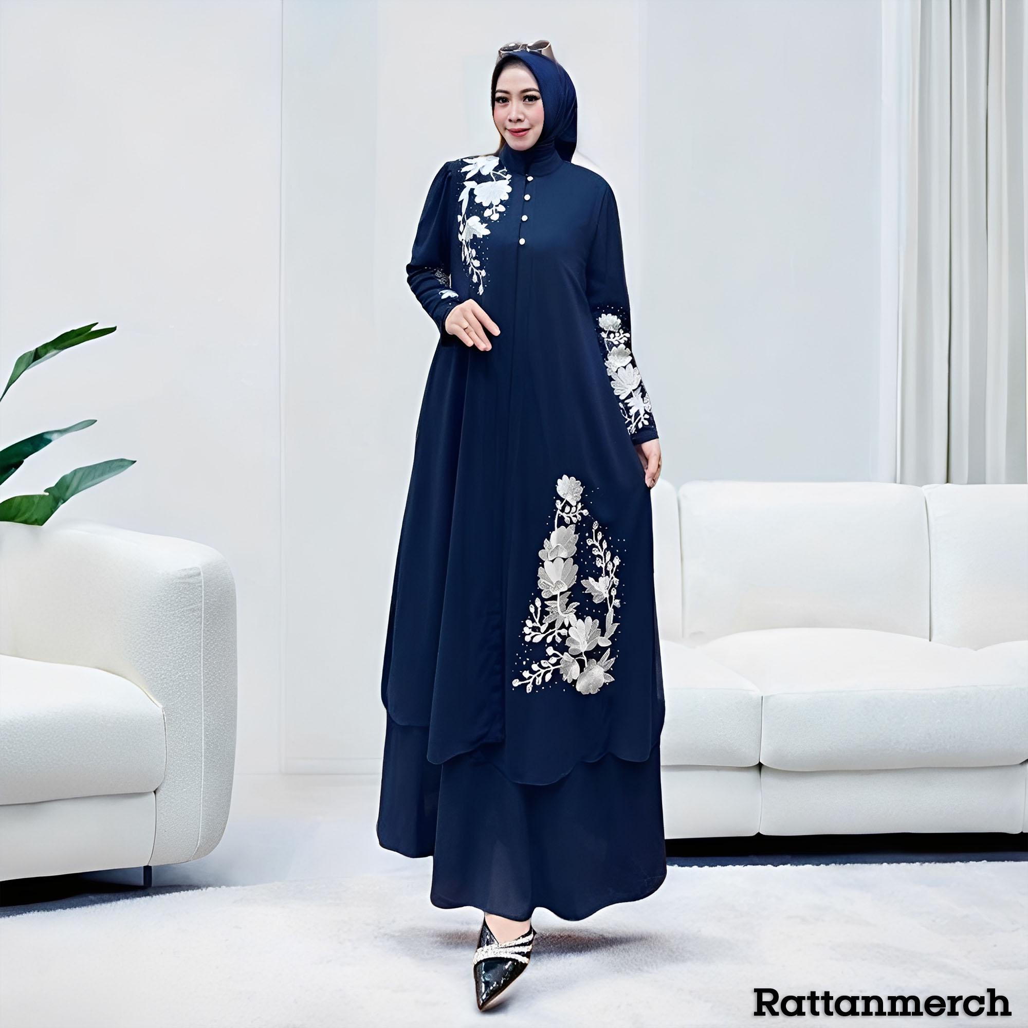 Gamis Inner and Outer Premium Ceruty Embroidery and Swarovski,muslim ...