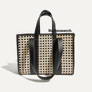 Bolso de mano Lyra para mujer, moderno y elegante, con asa superior, bandolera de ratán, bandolera de ratán Bali, bolsos cruzados de ratán