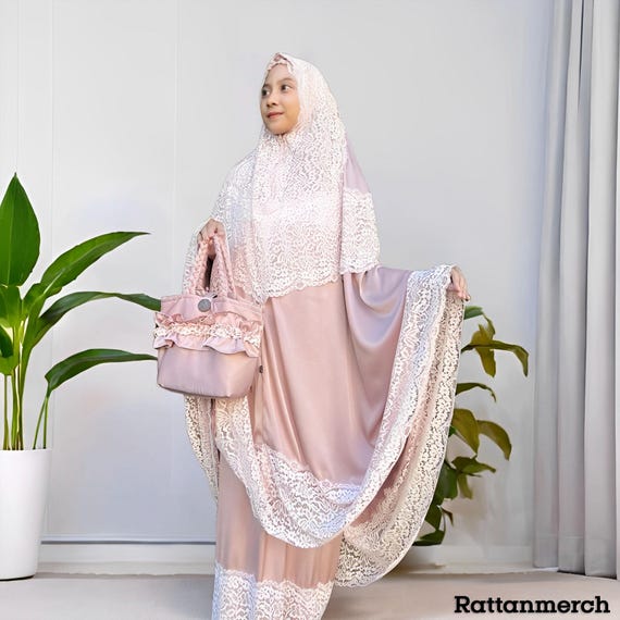 Dusty Pink Plain Elegant and Comfortable Minimalist Mukena,Mukena,Muslim Prayer Dress,Muslim Prayer Attire,Prayer Outfit,Muslim Prayer