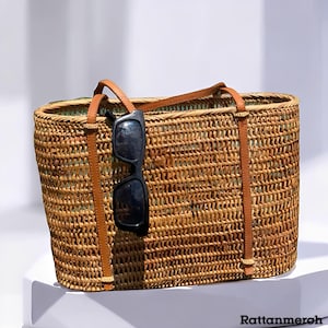 Rattan Tote Bag Natural Woven Casual Style and Large Space,Rattan Sling Bag,Rattan Sling Bag Bali,Rattan Crossbody Bags,Rattan Leather Bag