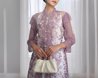 Salira Modern Tulle Kebaya Elegant and Trendy Fashion Kebaya Top,Bali Kebaya,Balinese Dress,Kebaya Bali,Bali Blouse,Balinese Kebaya