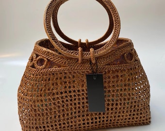 Ate Bag Handwoven Tote for Women Stylish And Durable Bag,Rattan Sling Bag,Rattan Sling Bag Bali,Rattan Crossbody Bags,Rattan Leather Bag