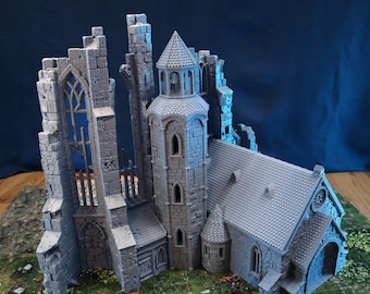 Tablero de mesa de 28 mm Enorme catedral/iglesia detallada con fondo de piedra Ciudad de Tarok sin pintar