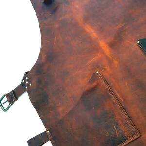 Leather Work Apron with Brass Buckles and Hammer Loop image 3