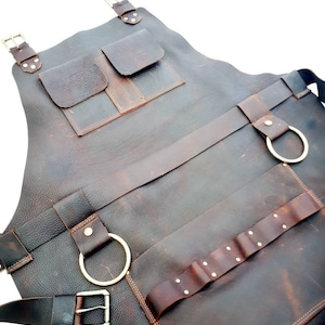 Leather Apron Woodworker's Super Deluxe Pockets with Brass Rings image 4