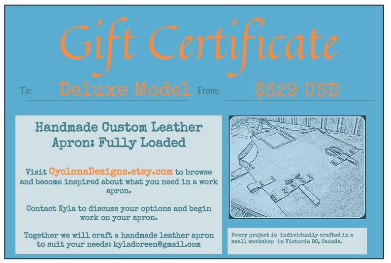 GIFT CERTIFICATE Fully Loaded Deluxe Custom Leather Apron Etsy