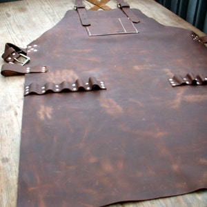 Leather Work Apron, top pocket plus tool loops image 3