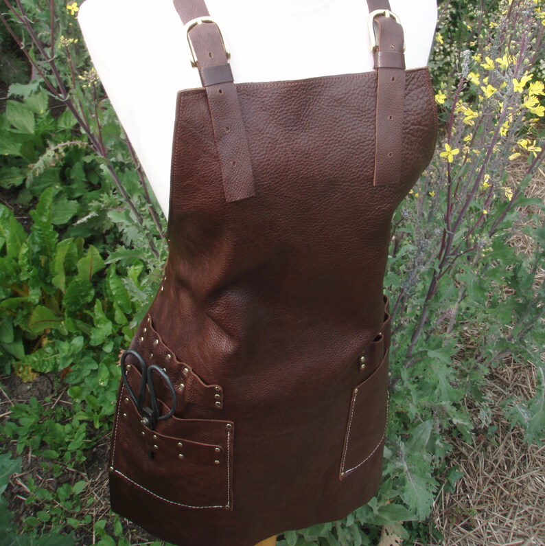 Leather Apron for Stylist with tool loops and pockets brass Etsy