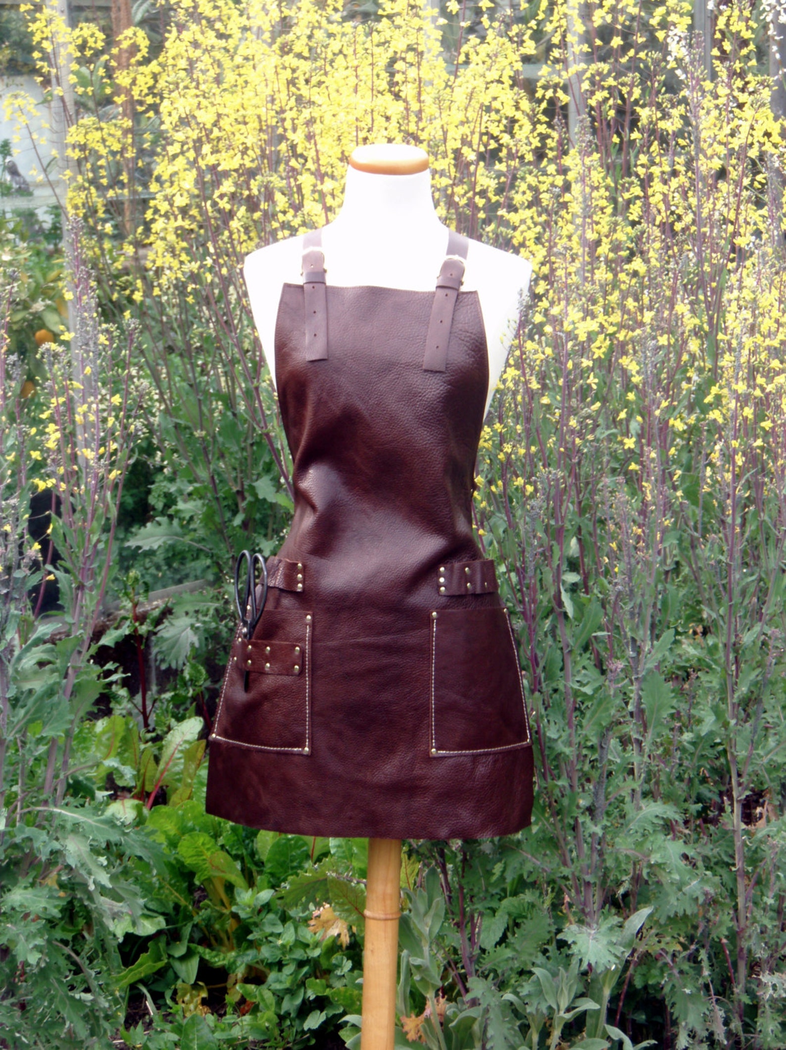 Leather Apron for Stylist with tool loops and pockets brass Etsy