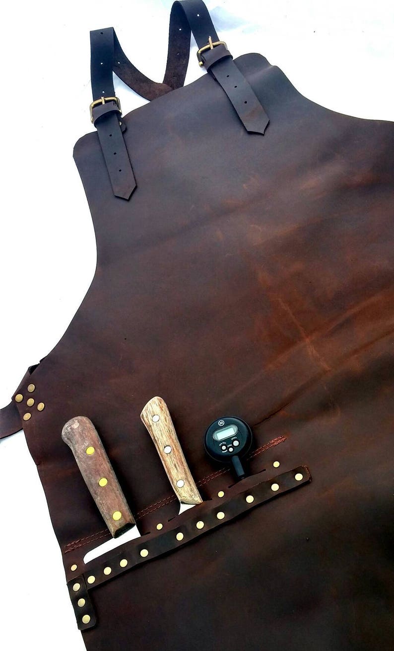 Leather Work Apron with Knife Sheath Pockets image 5