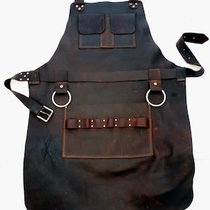 Leather Apron Woodworker's Super Deluxe Pockets with Brass Rings image 5