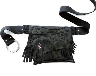 Black Leather Hip Bag Shi Studio  Pocket Belt