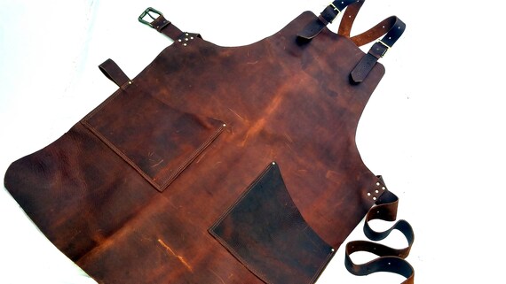 レザー製エプロン ブラウン ブラウンレザーエプロン - Etsy 日本