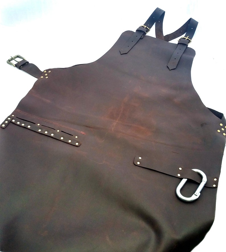 Leather Work Apron with Knife Sheath Pockets image 2