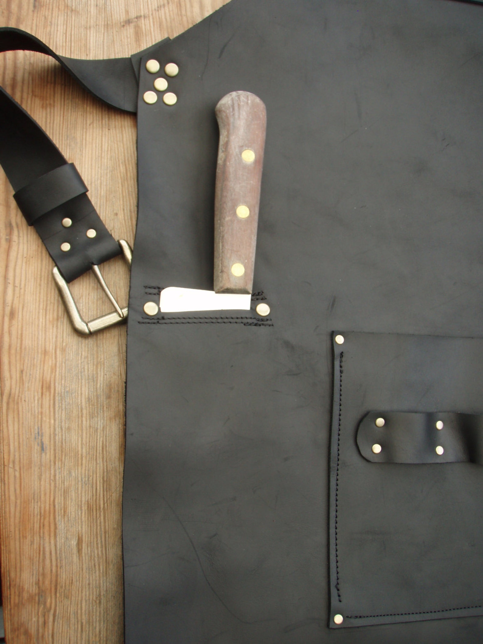 Chef's Leather Apron With Knife Sheath Pockets Etsy New Zealand