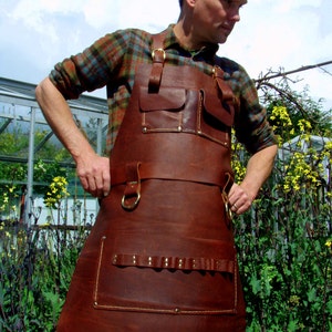 Leather Apron Woodworker's Super Deluxe Pockets with Brass Rings image 1