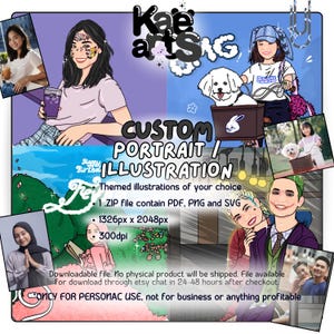 Ilustraciones de retratos personalizados con temática de dibujos animados Kpop, regalo de arte digital
