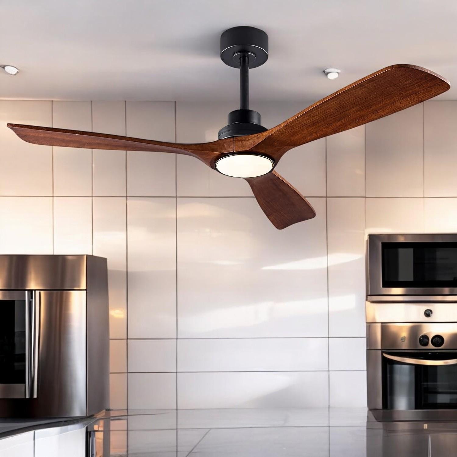 Wood Ceiling Fan with Lights Remote Control Solid Wood ceiling fan with light 3 Blade Ceiling Fans for Patio Living Roome Indoor Outdoor