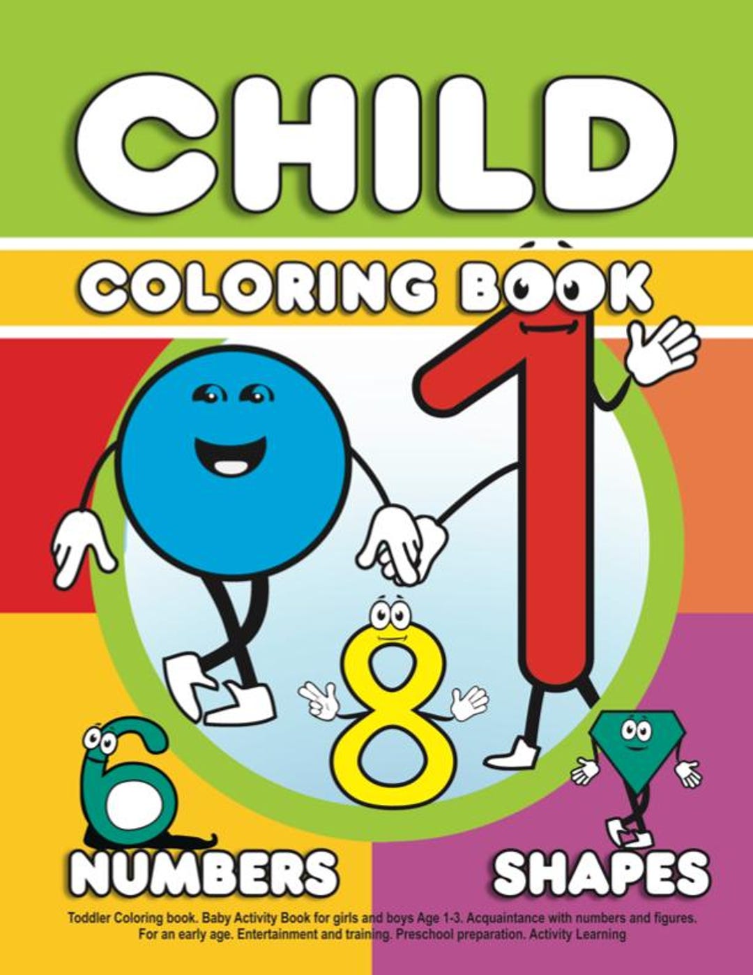 Children Coloring Book Numbers & Shapes Toddler Baby Activity Book ...