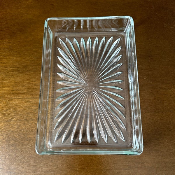 Sunburst Cut Glass Serving Tray | Vintage