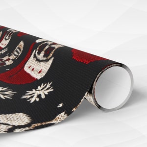 Skull Christmas Wrapping Paper: Whimsigoth Holiday Gift Wrap image 3