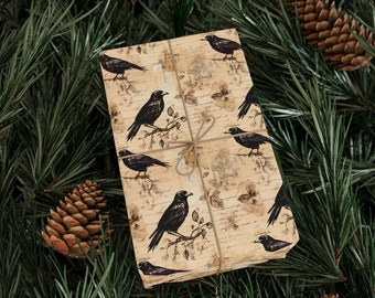 Edgar Allan Poe Wrapping Paper: Crowcore Goth Raven Design, Crow, Raven, Whimsigoth, Gift Wrap, Christmas Wrapping Paper, Holiday Gift Wrap