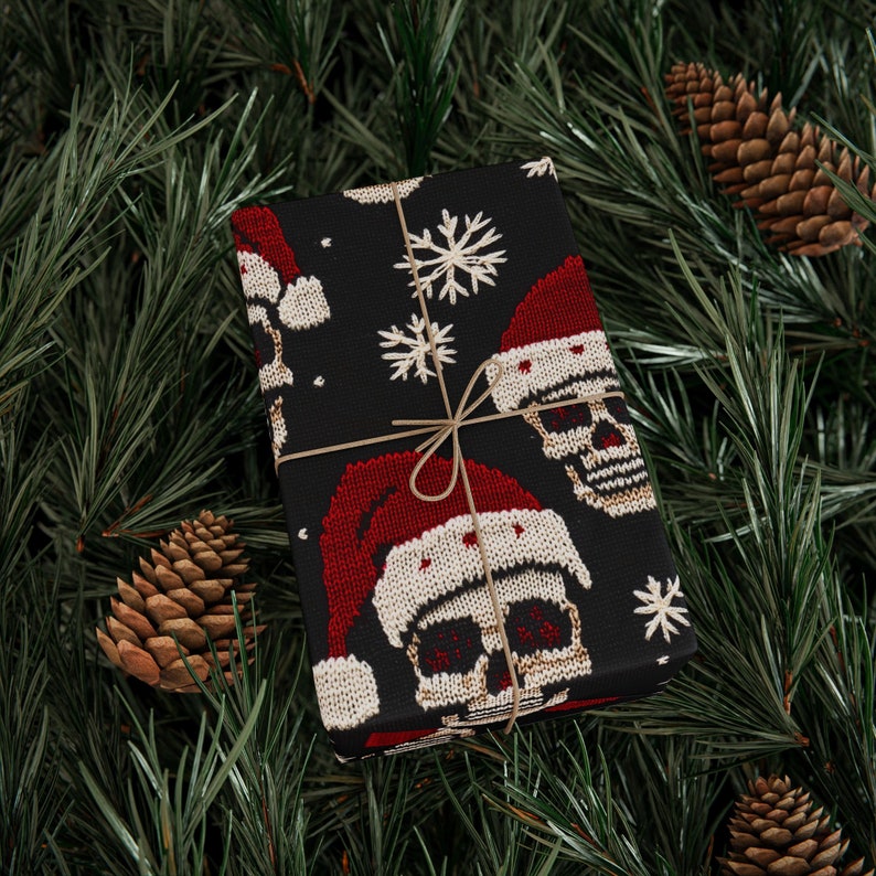 Skull Christmas Wrapping Paper: Whimsigoth Holiday Gift Wrap image 4