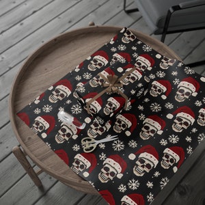 Skull Christmas Wrapping Paper: Whimsigoth Holiday Gift Wrap image 2