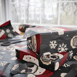 Skull Christmas Wrapping Paper: Whimsigoth Holiday Gift Wrap image 5