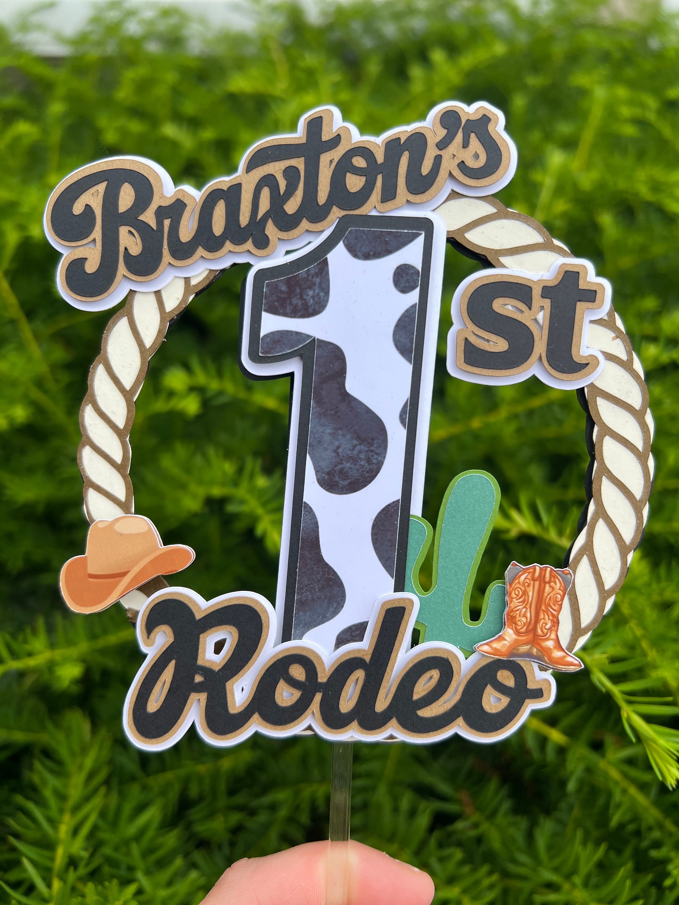 My First Rodeo Cake Topper, Rodeo Cake Topper, Cow Print Cake Topper ...