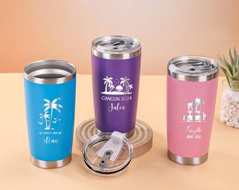 Personalized Beach Tumbler for Girl&#39;s Trip,Beach Tumbler,Laser Engraved Tumblers,Laser Engraved Cups，Girls Trip Gift,Vacation 20 OZ Tumblers