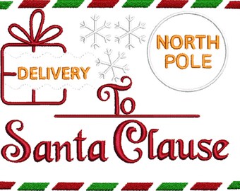 Letter to Santa Embroidery Design - Digital File for Pillows/ Destination North Pole/ 2026 embroidery