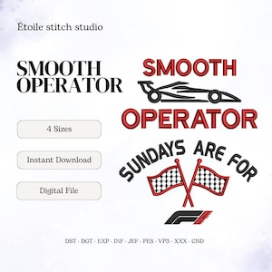 Smooth Operator Sundays Are For Racing Embroidery Bundle 2 Designs Race Car Silhouette Checkered Flags Motorsport Gift File Download