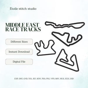 Middle East F1 Race Track Embroidery Bundle, Saudi Arabia Abu Dhabi Qatar Bahrain Circuit Outline Patch Files, Motorsport Digital Download