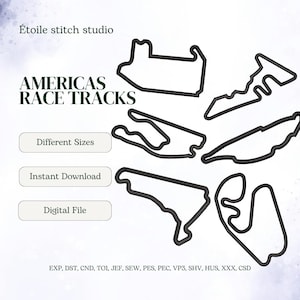 Americas Race Track Embroidery Bundle 6 Circuit Outline Designs Grand Prix Map Patch File Motorsport Machine Download