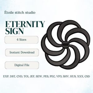 Sacred Geometry Sun Cross Eternity Symbol, Armenian Arevakhach Infinity Spiral Machine Embroidery File, Digital Download