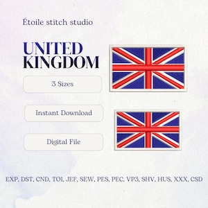 United Kingdom Flag Embroidery Design | UK Flag Digital File/