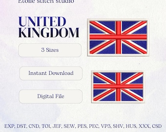 United Kingdom Flag Embroidery Design | UK Flag Digital File/