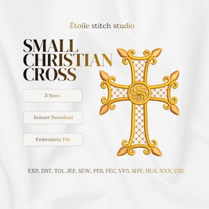 Small Christian Cross Embroidery Design, Baby Clothes, 3 Sizes (Digital Download)
