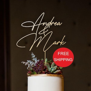 Topper per torta nuziale in oro, topper per torta Mr Mrs personalizzato, topper per torta personalizzato, topper per torta nuziale rustico, topper per torta di anniversario