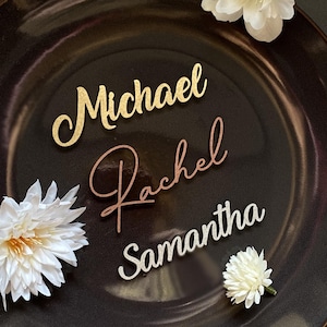 Nome tagliato al laser Segnaposto Segnaposto per matrimonio Segnaposto personalizzato Segnaposto per matrimonio in legno per matrimonio decorazione rustica