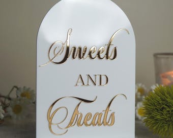 Personalized Sweets and Treats Table Sign: Acrylic & Wood Wedding Decor