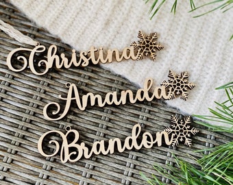 Personalized Wood Christmas Stocking Tags: Holiday Name Ornament
