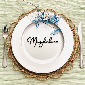 Naamcouvert, goudhouten naamplaatskaart, plaatskaart bruiloft, gepersonaliseerde plaatsnaam bruiloft lasergesneden namen, tafel bruiloft decor