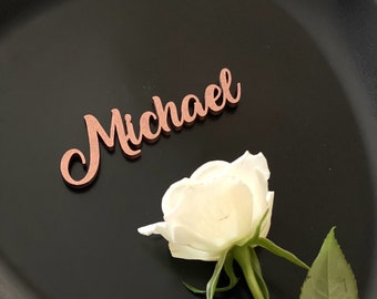 Personalized Wooden Wedding Place Cards: Custom Table Setting , Wedding Table Decor