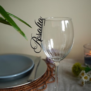 Custom Drink Glass Names  Charms  Personalized Name Tag  Cocktail Drink Markers  Laser Cut Place Name Cards Drink Name Tags Wine Glass Charm