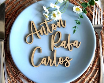 Personalized Wood or Acrylic Name Place Card: Laser Cut Wedding Table Decor